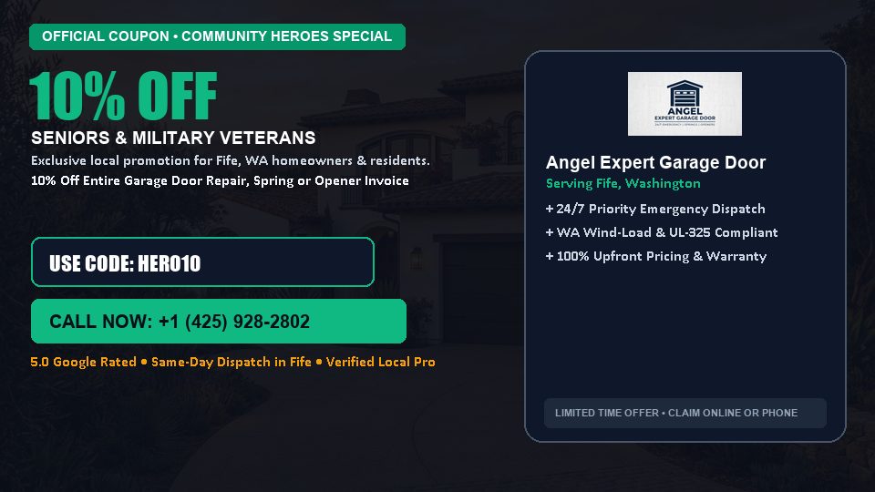 Angel Expert Garage Door 10% OFF Seniors & Military Veterans in Fife, WA